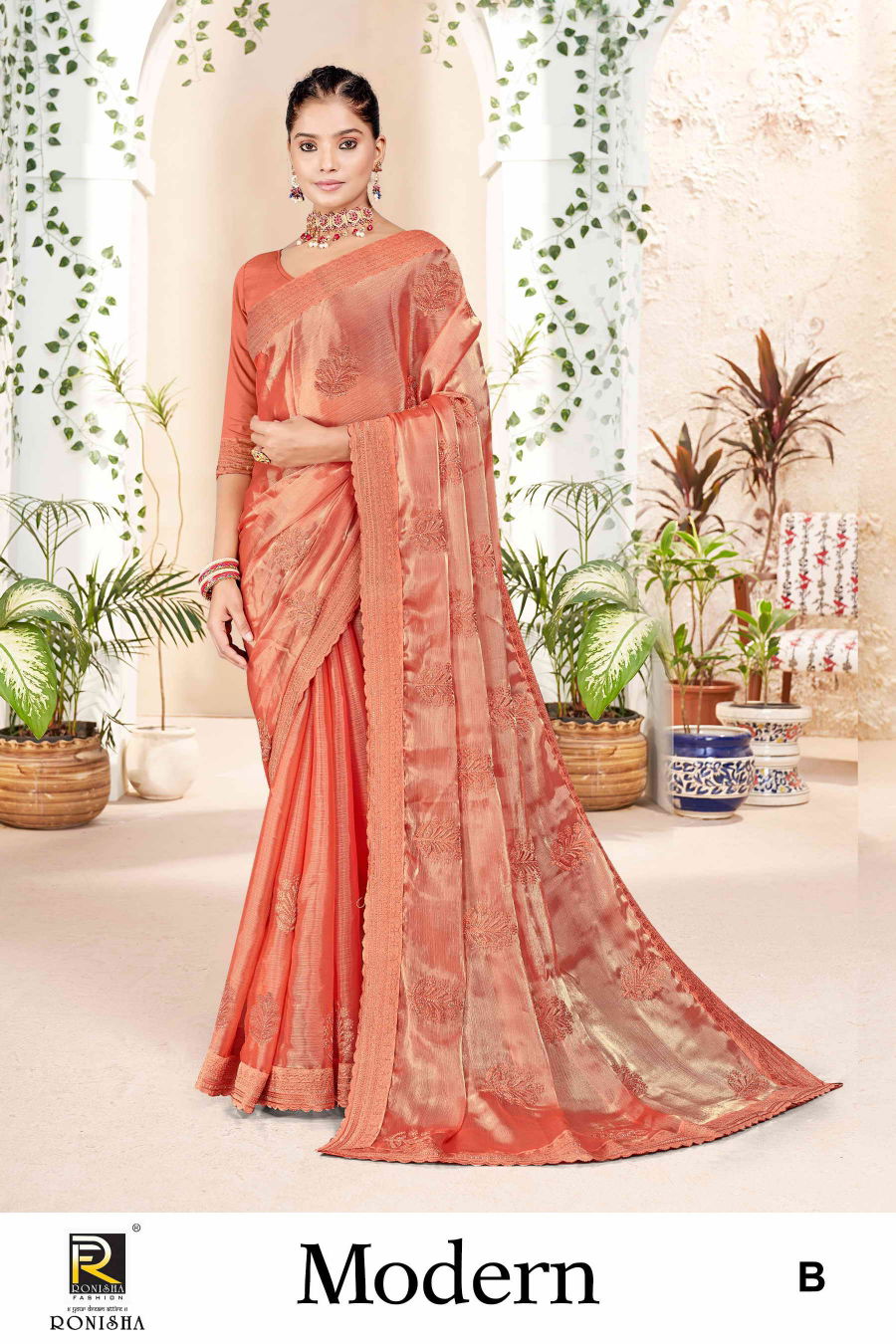 Modern By Ronisha Embroidery Diamond Work Wedding Sarees Wholesale Shop In Surat
